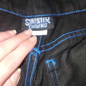 Vintage 2000 Sinister Clothing Black and Blue Wide Leg Pants Size 34